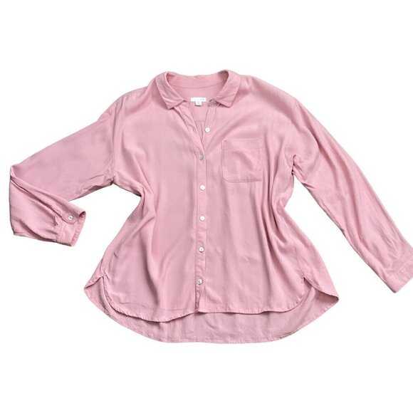 J. Jill Button-Front Shirt Pink Rayon Mother-of-Pearl/Shell Buttons Sz PL #228G - Picture 1 of 9